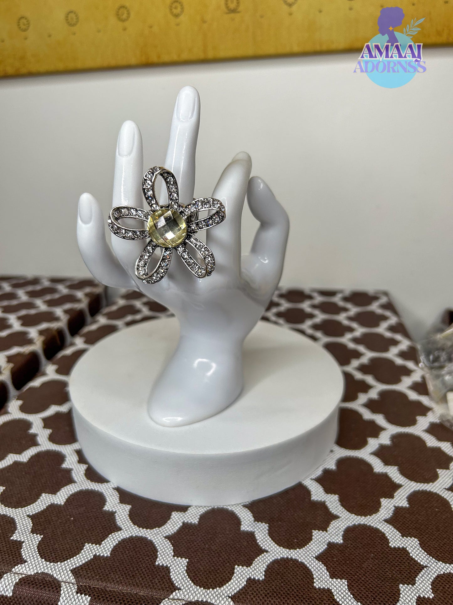 Bejewelled Flower Ring