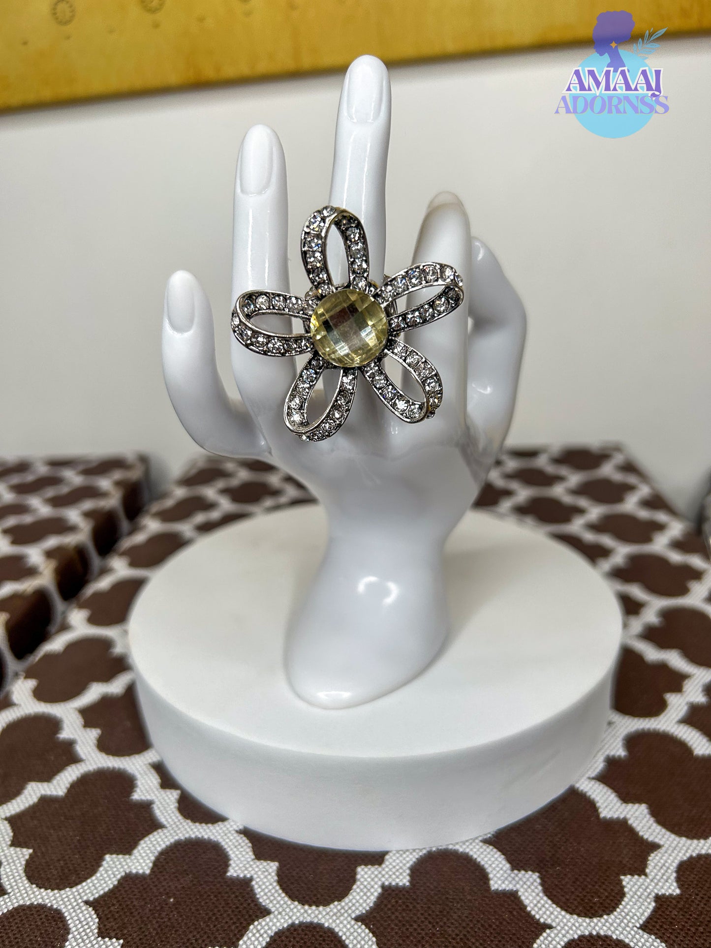 Bejewelled Flower Ring