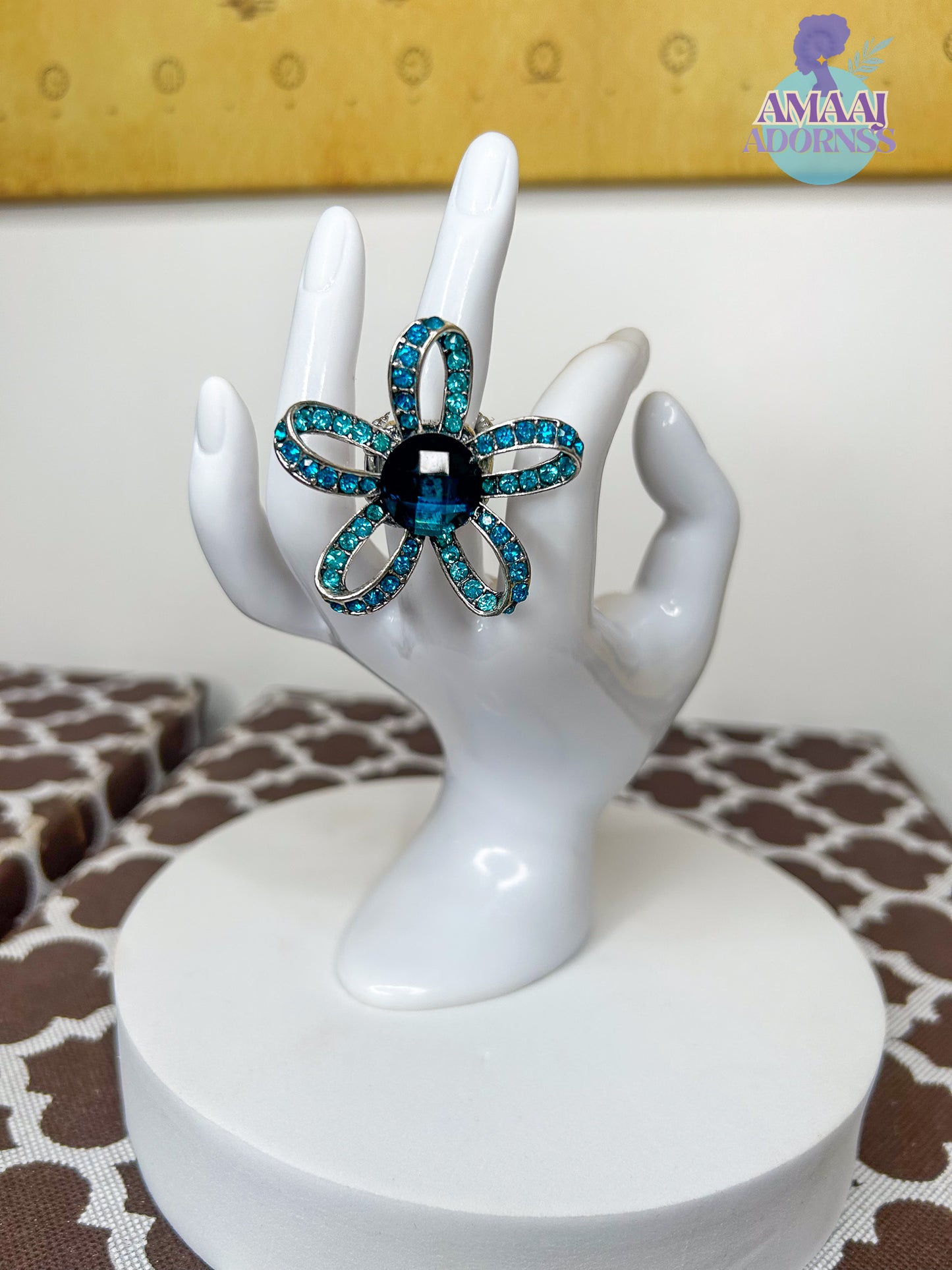 Bejewelled Flower Ring