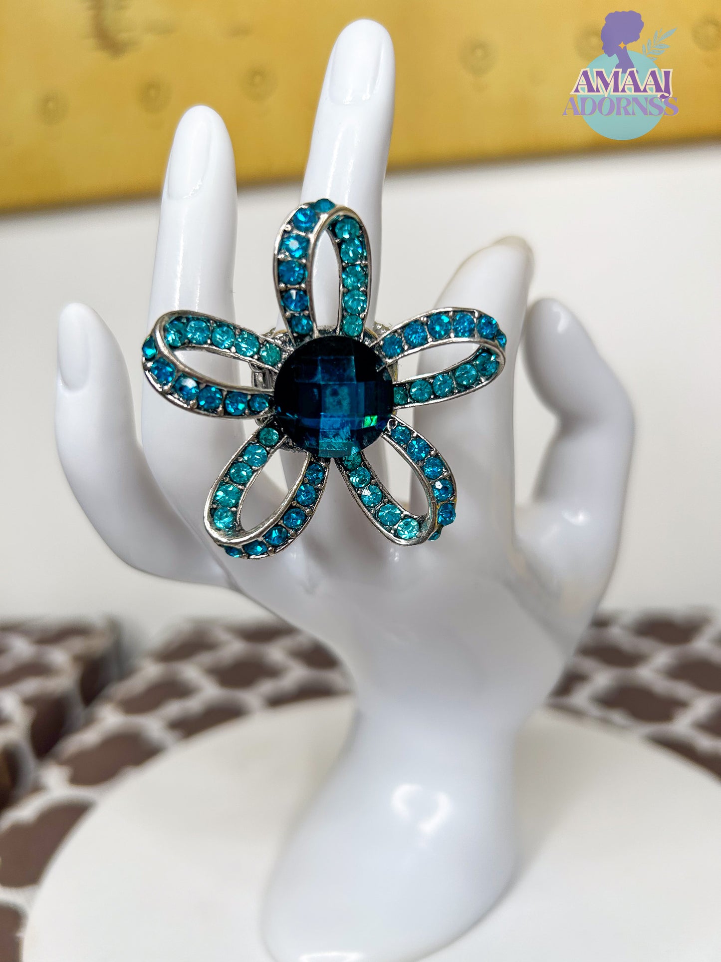 Bejewelled Flower Ring