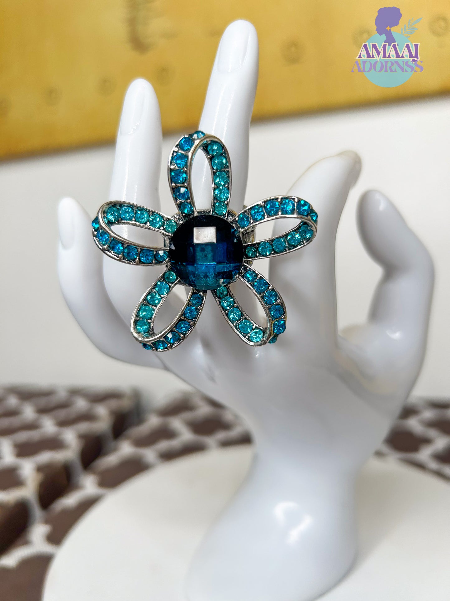 Bejewelled Flower Ring