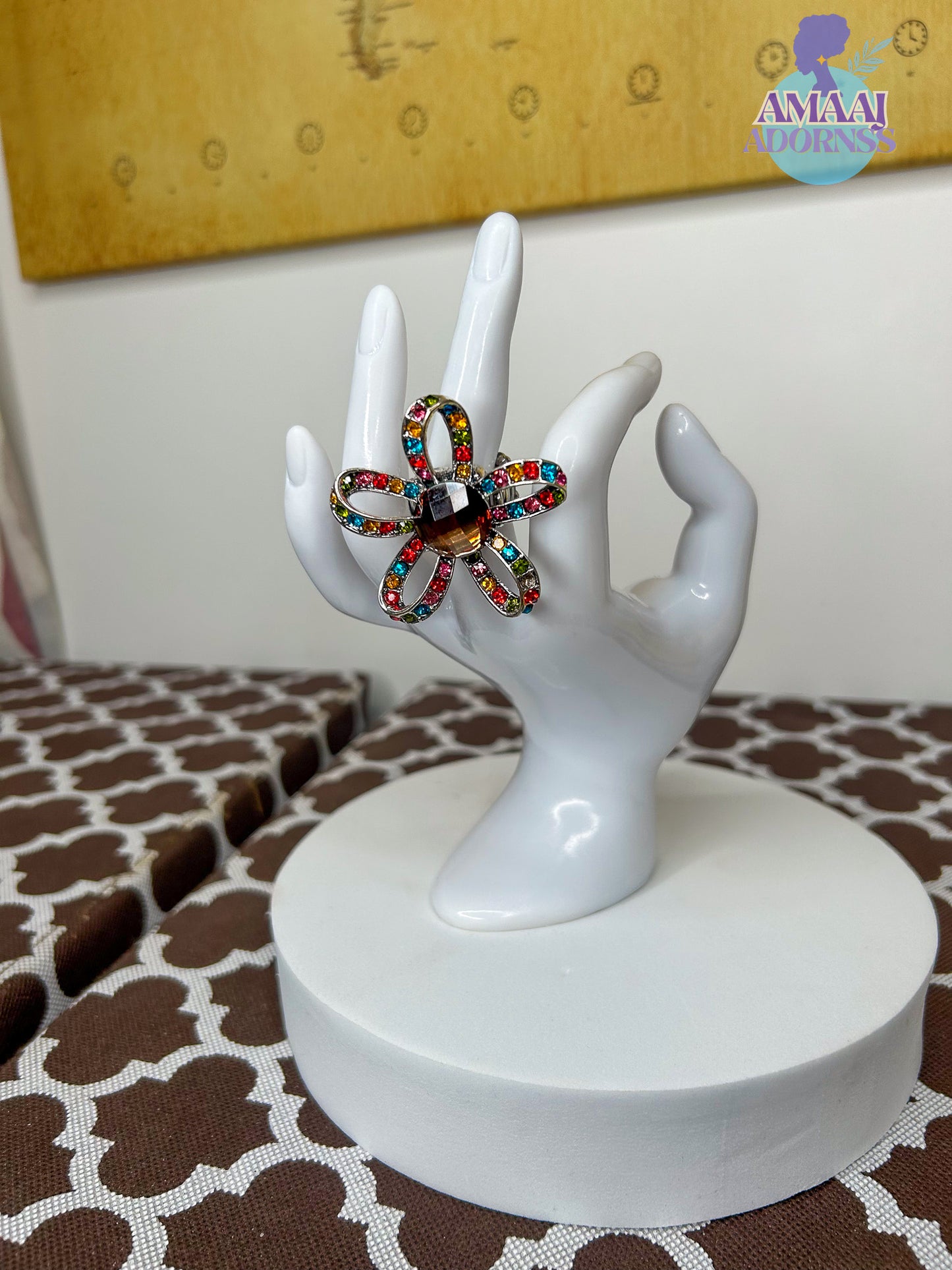 Bejewelled Flower Ring