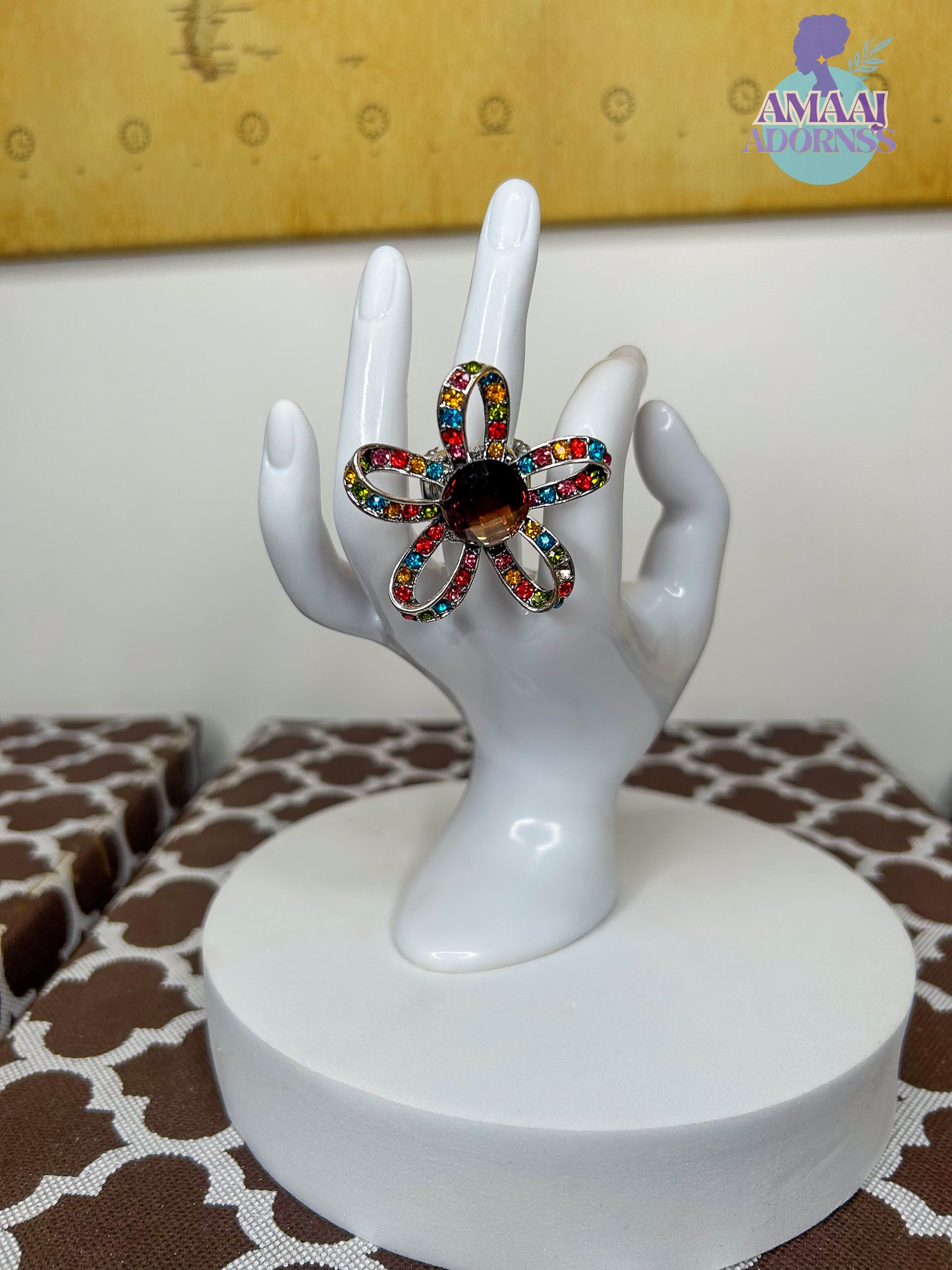 Bejewelled Flower Ring