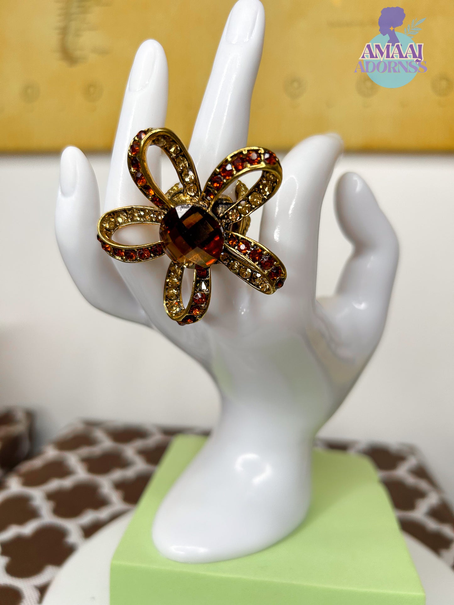 Bejewelled Flower Ring