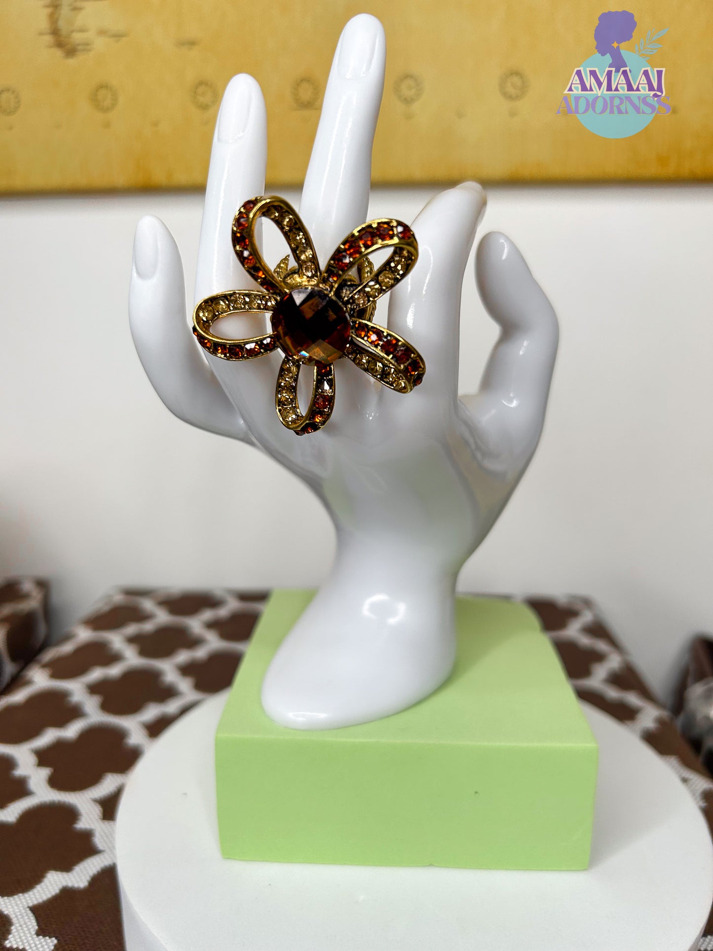 Bejewelled Flower Ring