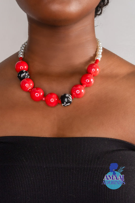 RED AN WHITE NECKLACE
